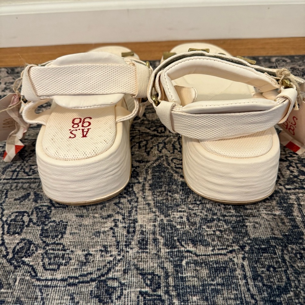 NWT A.S. 98 Size 41 / US 10.5-11 Fenix White Leather Platform European Sandals - Picture 7 of 10